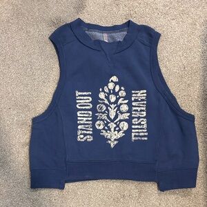 FP Movement Blue Intercept Graphic Sleeveless Sweatshirt Tank